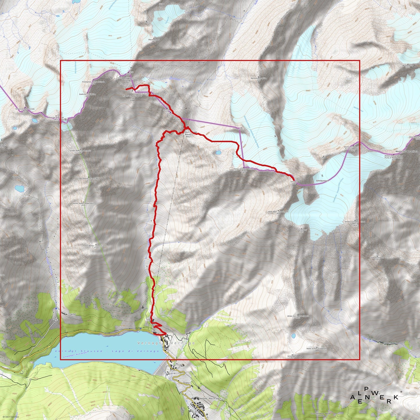 Bergrelief Track | Similaun ueber Similaunhuette