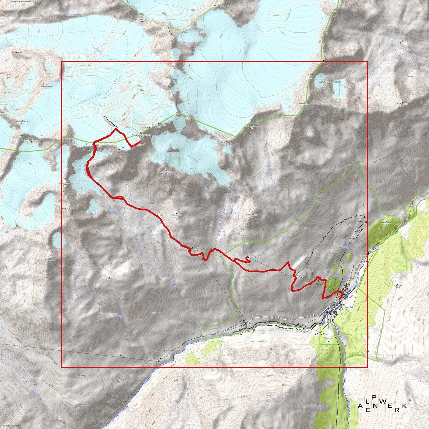 Bergrelief Track | Wildspitze Normalweg