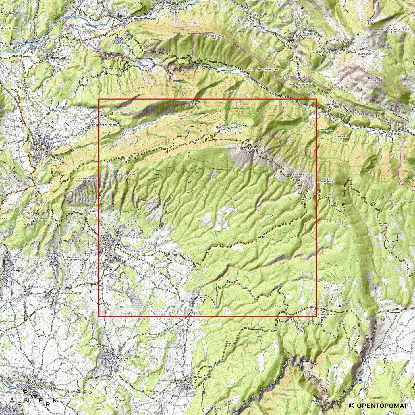 Bergrelief Track | Bédoin - Mont Ventoux