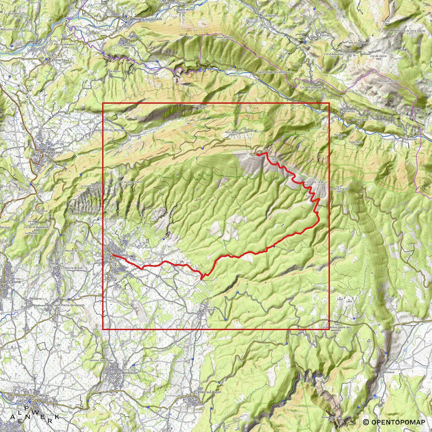 Bergrelief Track | Bédoin - Mont Ventoux