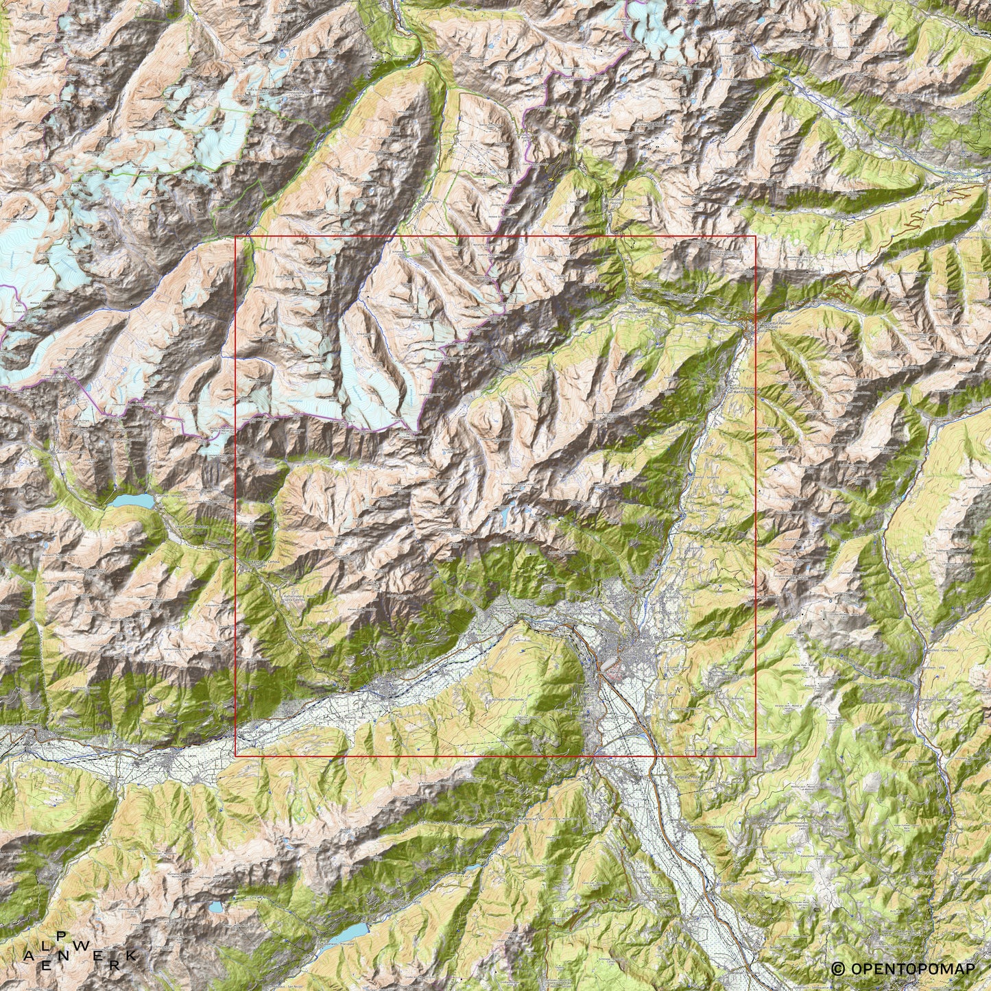 Bergrelief Track |  Meraner Höhenweg