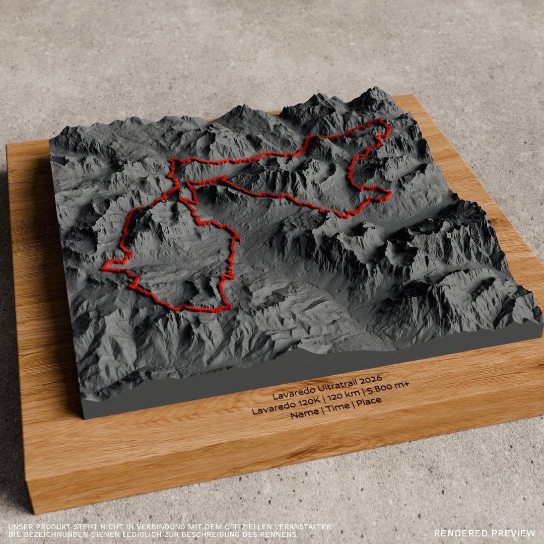 Lavaredo Ultratrail 2026 Relief Track - Anthrazit, roter Track, Wall, Eiche