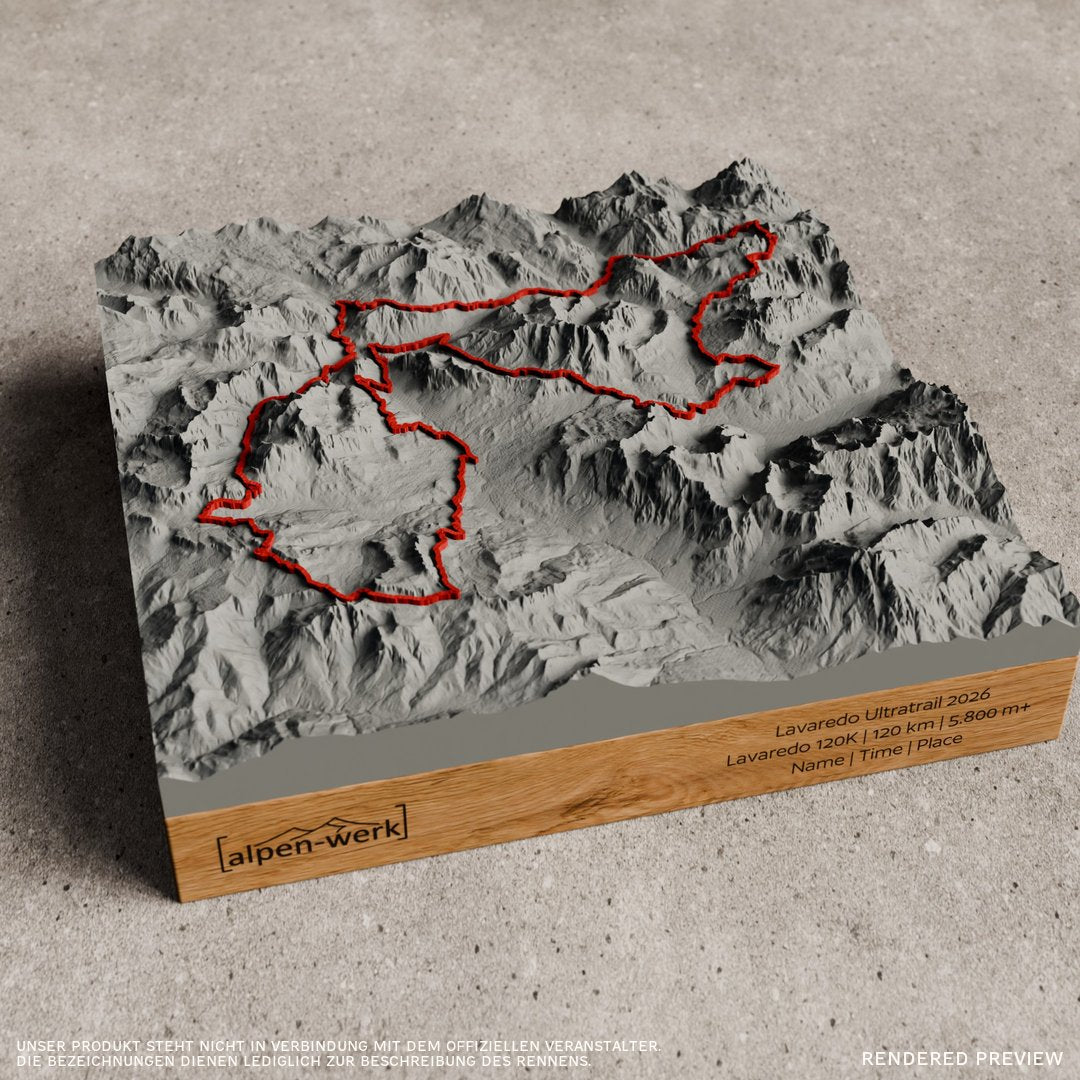 Lavaredo Ultratrail 2026 Relief Track - Hellgrau, roter Track, Base, Eiche