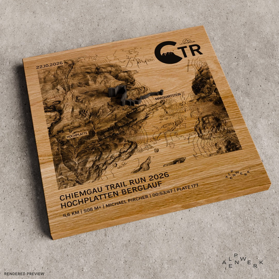 TrailMap | Chiemgau Trail Run | 2026: Hochplatten Berglauf | 4,6 km | 508 hm, Track Anthrazit