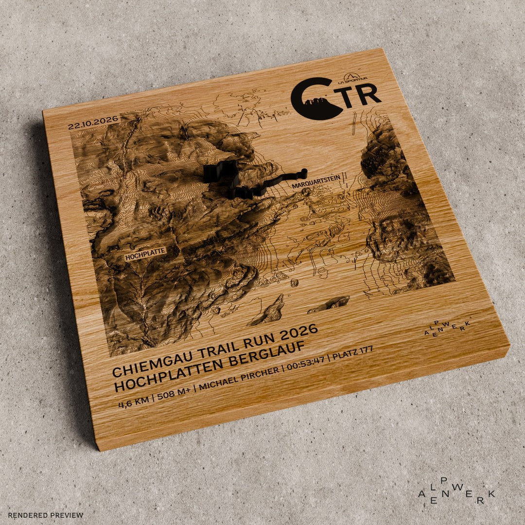 TrailMap | Chiemgau Trail Run | 2026: Hochplatten Berglauf | 4,6 km | 508 hm, Track Schwarz