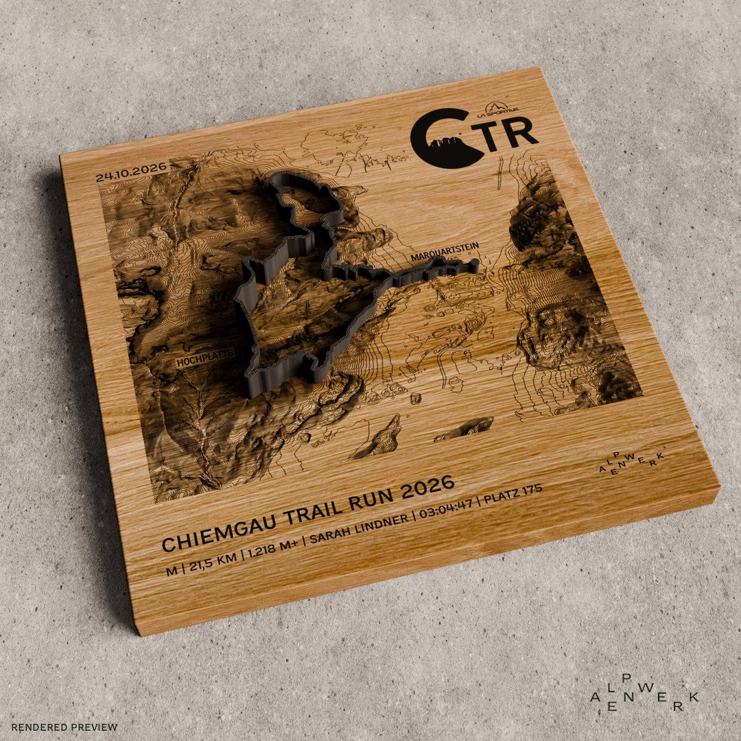 TrailMap | Chiemgau Trail Run | 2026: M | 21,5 km | 1.218 hm, Track Anthrazit