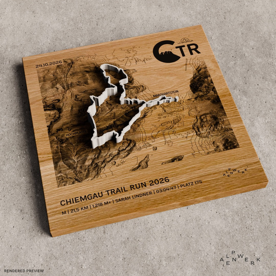 TrailMap | Chiemgau Trail Run | 2026: M | 21,5 km | 1.218 hm, Track Hellgrau