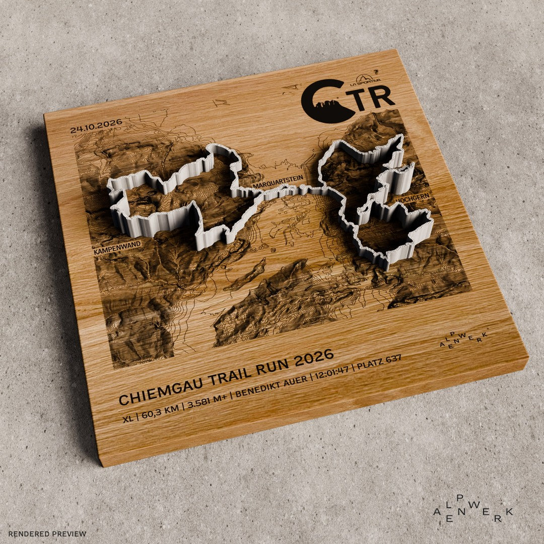 TrailMap | Chiemgau Trail Run | 2026: XL | 60,3 km | 3.581 hm, Track Hellgrau
