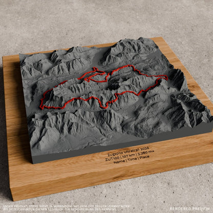 Zugspitz Ultratrail 2026 Relief Track - Anthrazit, roter Track, Wall, Eiche