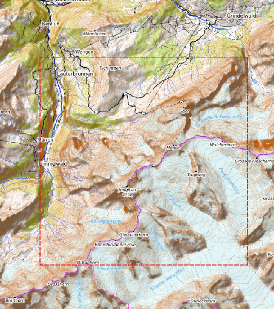 Relief "Oak" Eiger, Jungfrau Mönch