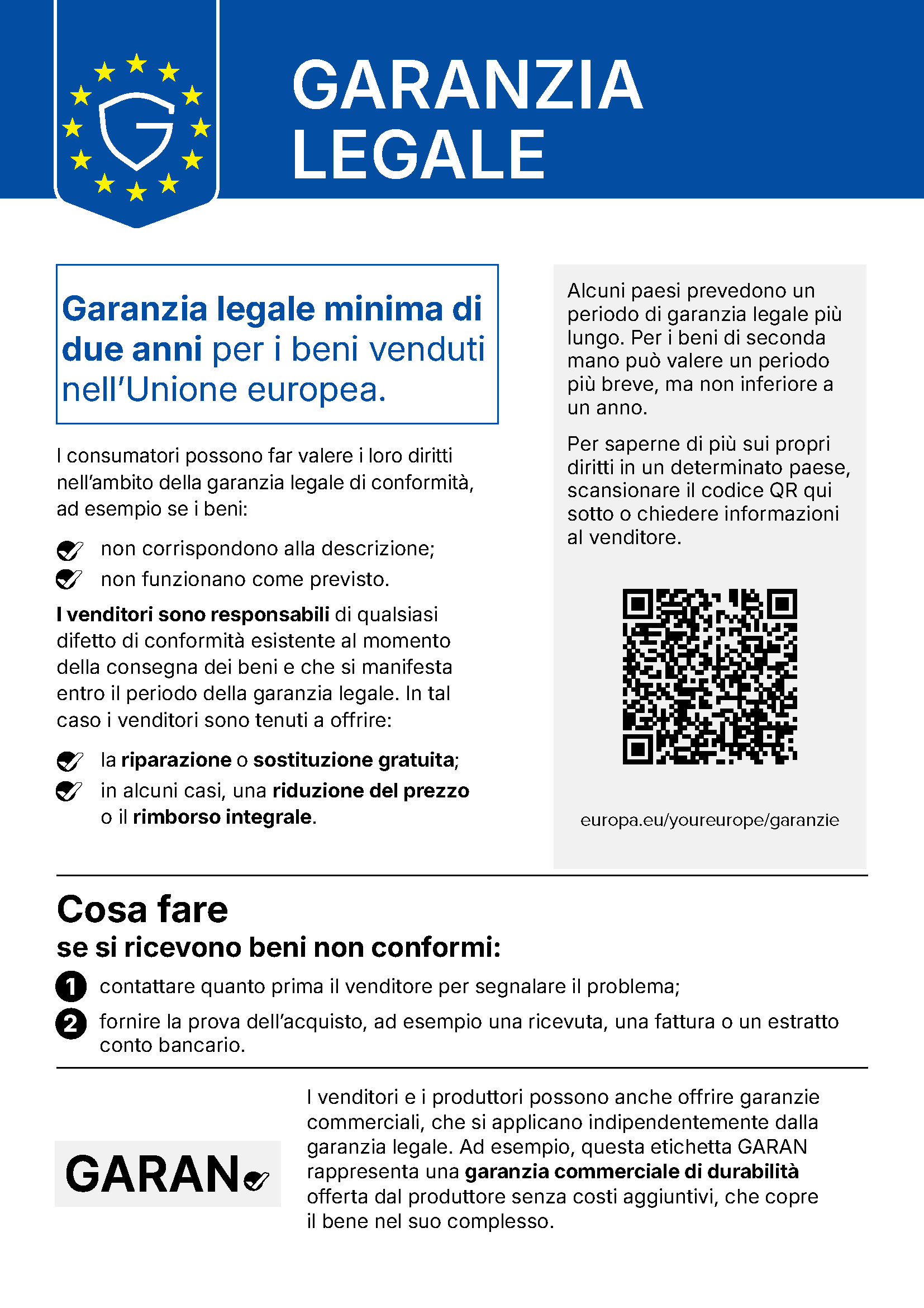 Avviso UE: garanzia legale